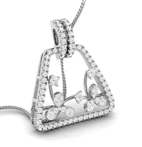 White Gold 14kt White Natural Diamond Officewear Pendant White Necklace for girl - Picture 1 of 6