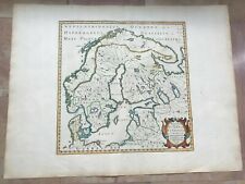 SCANDINAVIA 1654 NICOLAS SANSON LARGE ANTIQUE MAP IN COLORS 17TH CENTURY