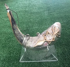 MESSIANIC Sterling SILVER SHOFAR para ACEITE DE UNCIÃ“N Cuerno Chofar + Soporte de regalo gratis