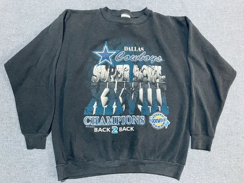 Vintage 1994 Dallas Cowboys Back to Back Super Bowl Champions Sweatshirt 2XL USA Cover