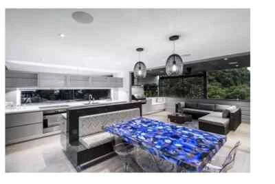 Blue Agate Dining Counter Top, Agate Stone Handmade Kitchen Table Home Decor - Image 1 of 4