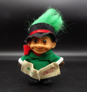 Vintage Russ Troll 5" Doll Christmas Carols Green Hair 90's Caroler Holidays
