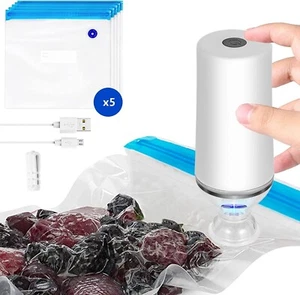 Vacuum Food Sealer USB Rechargeable Handheld Pump for Sous Vide and Food Storage - Picture 1 of 5