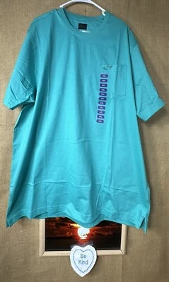 Greg Norman 男式柔软 100% 棉短袖口袋 T 恤亮 Aqua XXL — 第 1/4 张图片