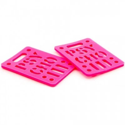 Vision Psycho Brand 1/8" STENCIL LOGO Dual Bolt Pattern Skateboard Risers PINK