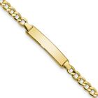 Real 10k Yellow Gold Semi-solid Curb Link Id Chain Bracelet; 6 Inch; Lobster