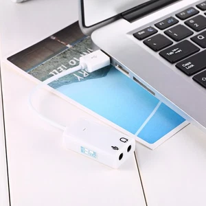 White USB 2.0 Channel Virtual 7.1 Effect Xear 3D Sound Card Adapter Fo NEW - Afbeelding 1 van 8