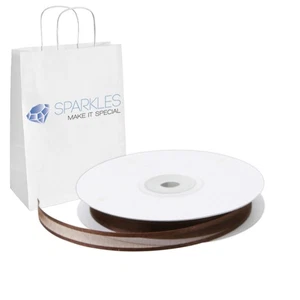 Organza Ribbon 3/8" Wide 25 Yd Yard Roll - Brown - Satin Edging Solid Reels rl - Picture 1 of 4