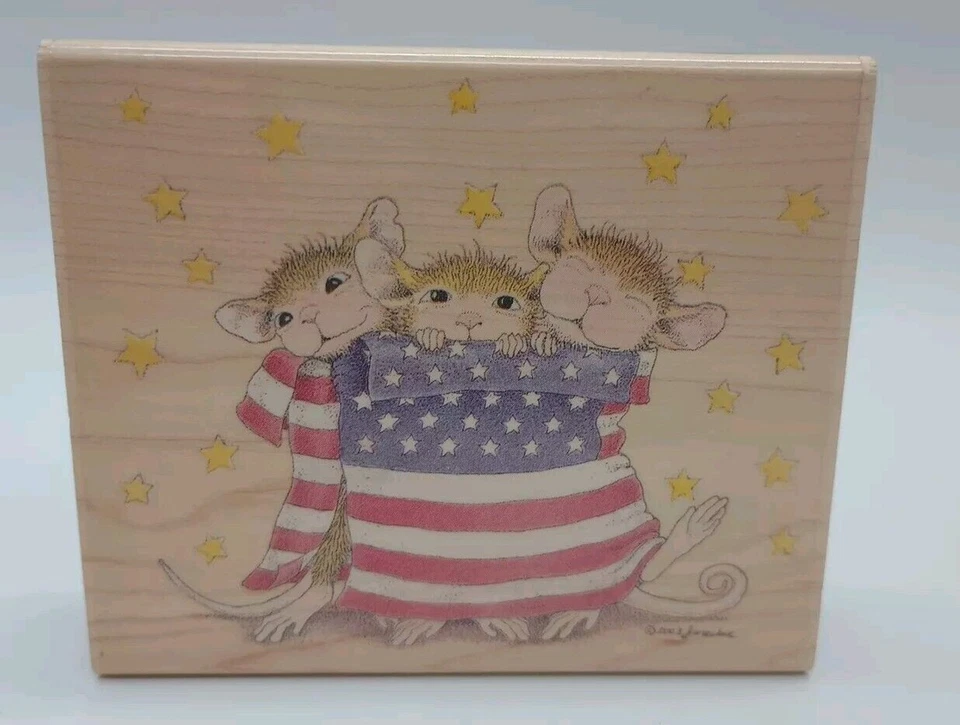 Sello de ratón de casa envoltura patriótica Amanda Maxwell Mudpie 4 de julio bandera HMKR1005 Foto 1 de 4
