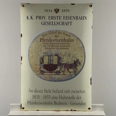 Pferdeeisenbahn Enamel Sign - 60x40cm (23.6x15.7") - Horse Transport Unique Sign - Image 1 of 4