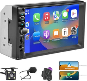 Radio De Coche Bluetooth 2 DIN Con Carplay Y Android Auto, 7 Pulgadas Con Pantal - Imagen 1 de 12
