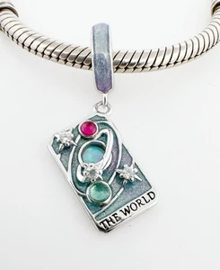 Tarotkarte Dangle Charm Die Weltvervollständigung Echt 925 Sterling Silber 💖 - Bild 1 von 6
