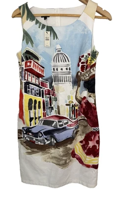 Vestido Vaina Talbots Mujer Talla 4 Algodón Multi Sin Mangas Crew Nuevo con Etiquetas Foto 1 de 4