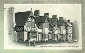 Port Sunlight Merseyside Greendale Rd Cottage Homes c1900-20s Vintage Postcard - Picture 1 of 2
