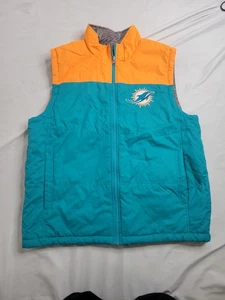 Nfl Miami Dolphins Puffer Vest Jacket Gr. Medium. Blau Orange Grau Durchgehender Reißverschluss - Bild 1 von 6