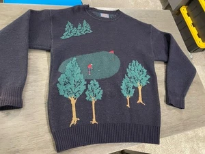 WOW! USA Pendleton Sweater Sz M 100% Wool Golfer Golf Course Club Green Trees - Picture 1 of 3