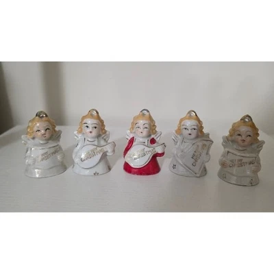 5 campanas de ángel vintage adornos navideños años 50 retro coleccionables hechos en Japón Foto 1 de 4