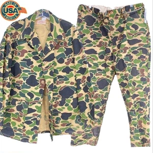 Giacca e pantaloni XL vintage NOS Talon Saf-T-Bak Duck mimetico 100% cotone H²O repellente USA - Foto 1 di 23