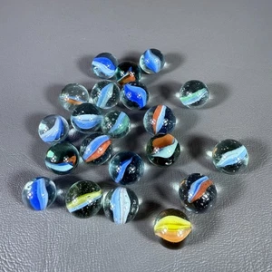 Vintage Cat Eye Marbles Lot of 21 Regular Size Glass Multicolor Cat Eye - Picture 1 of 9