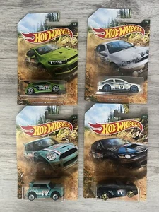 Set Of 4 Cars Hot Wheels 2019 Rally Cars #1,3,4,6. Subaru, Mini, Ford, VW - Picture 1 of 5
