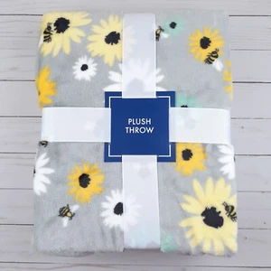 Samt Plüsch Überwurf Decke 50x70 Gänseblümchen Biene Floral Blumen - Bild 1 von 2