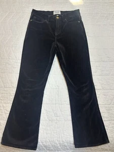 Frame Le Crop Mini Boot Black Velvet Pants Size 25 Flare Leg High Rise Trousers - Picture 1 of 7