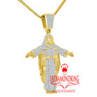 Real Yellow Gold Sterling Silver Jesus Full Body  Pendent Charm Chain Set