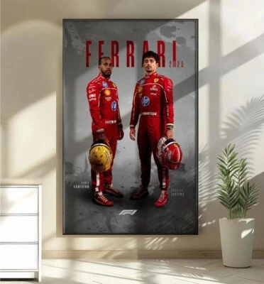 Lewis Hamilton & Charles Leclerc Ferrari F1 Team 2025 Poster. Artwork Wall Art - Image 1 of 4