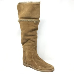 Jack Rogers Knee High Moccasin Boots Shoes Womens Size 7 Brown Faux Fur Lined - Picture 1 of 9