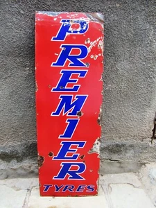 Vintage Premier Tyres Tire Signboard Porcelain Enamel Gasoline Pump Display Ol"8 - Picture 1 of 7