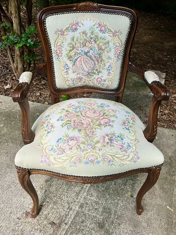 Italian Chateau D'ax French Provincial Tapestry Fauteuil Chair Italy Antique Cover