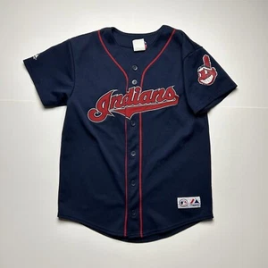 Y2K C.C. Sabathia Cleveland Indians Baseball Jersey Majestic Youth Sz L - Picture 1 of 8