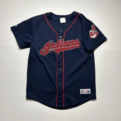 Y2K C.C. Sabathia Cleveland Indians Baseball Jersey Majestic Youth Sz L - Image 1 of 4
