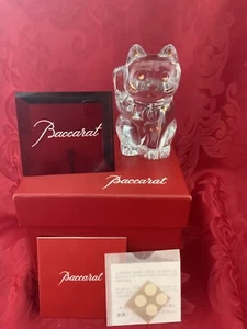 NIB FLAWLESS Stunning Art Glass BACCARAT France Crystal CAT MANEKI NEKO Figurine - Picture 1 of 12