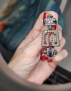 Rare Heidi Daus®"Distinguished Opulence" Amythest Crystal Art Deco Drop Earrings - Picture 1 of 12