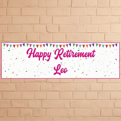 BLAZEBARGAIN 2 x Personalised Happy Retirement Banner Name Custom Party Decoration Sign Set