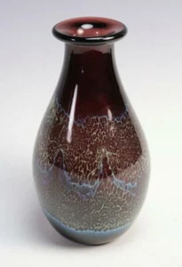De Colección Buzz Williams 1981 Estudio Arte Soplado Vidrio Soplado Jarrón Púrpura Azul MCM Firmado - Imagen 1 de 5