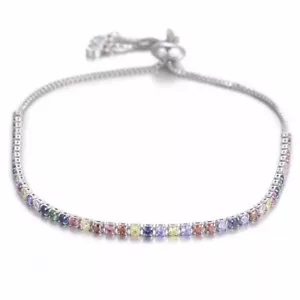 ZARD Multicor Cubic Zirconia Tennis Bolo Bracelet in Sterling Silver - Picture 1 of 5