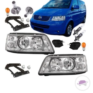 Scheinwerfer SET Rechts +Links H7/H1 Chrom +XXL Birnen +Garantie für VW T5 03-09 - Bild 1 von 6
