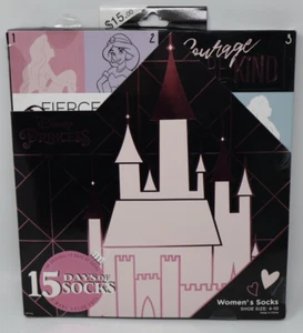 Women's Disney Princess Castle 15 Days of Socks Advent Calendar Size 4-10 New - Picture 1 of 12