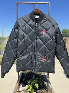Dickies Kenworth Bomber Jacket Medium Black Nylon Quilt Lined - Picture 1 of 9