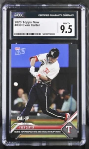 2023 TOPPS NOW #839 EVAN CARTER CALL UP RC Rookie RANGERS DEBUT CGC 9.5 Mint+ - Picture 1 of 2