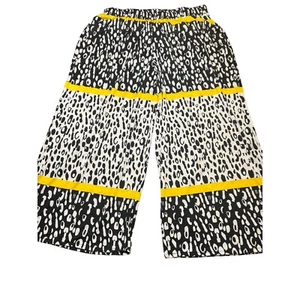 Ashley Stewart Animal Print Wide Leg Pants Pull On Black White Yellow Size 22/24 - Picture 1 of 4