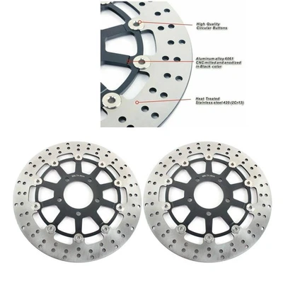 For Suzuki Pair Front Brake Rotors GSX R 750 T 1996-1999 TL 1000 R 1998-2003 02 - Image 1 of 4