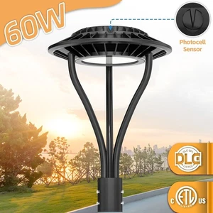 Dusk to Dawn LED Post Top Light 60W Commercial Parking Lot Street Courtyard Lamp - Picture 1 of 11
