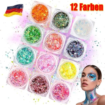 Body Glitter Gel,12 Pack Glitter Hair Festival Glitter Face Mermaid Sequins - Image 1 of 4