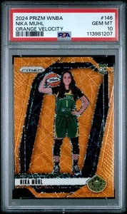 PANINI PRIZM WNBA NIKA MUHL #146 ORANGE VELOCITY PRIZM RC 2024 PSA 10 - Imagen 1 de 2
