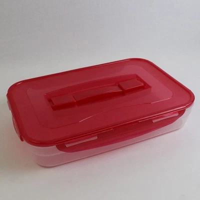 Lock & Lock Handy 3.4 L Plastic Food Storage Container Carrier Red Lid - Image 1 of 4