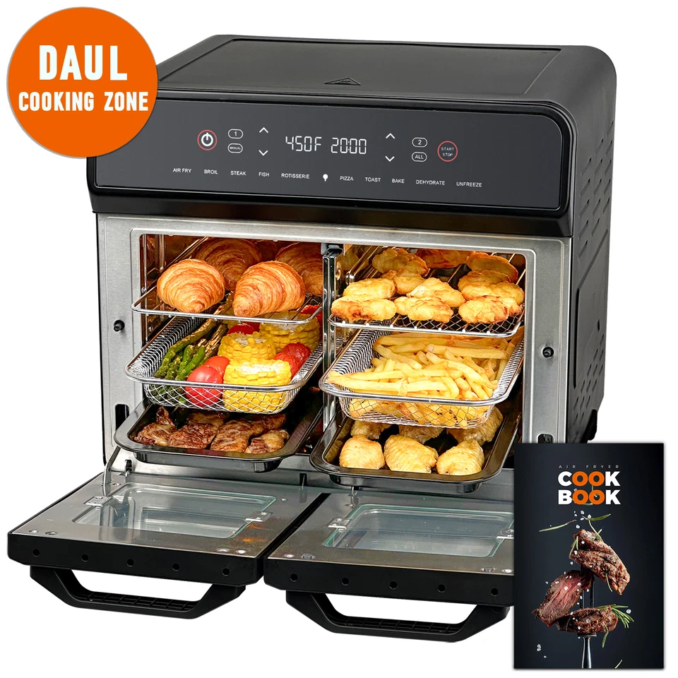 24QT Stainless Steel Dual Zone Air Fryer Oven with Rotisserie - Image 1 of 4