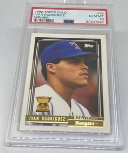 1992 Topps WINNER GOLD Ivan Rodriguez RC Rookie PSA 10 GEM MINT POP 38 RARE - Picture 1 of 5